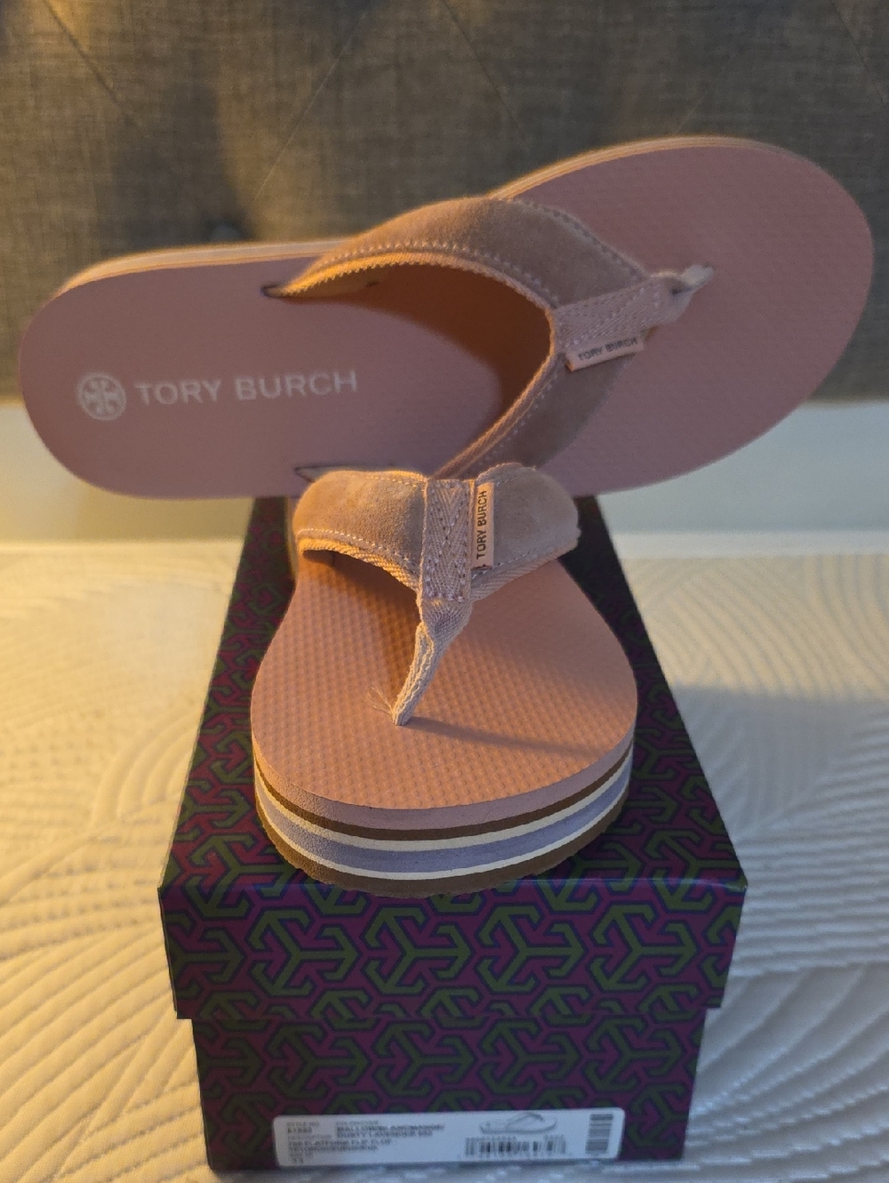 Tory Burch Pink Suede Platform Flip Flop Sandals
